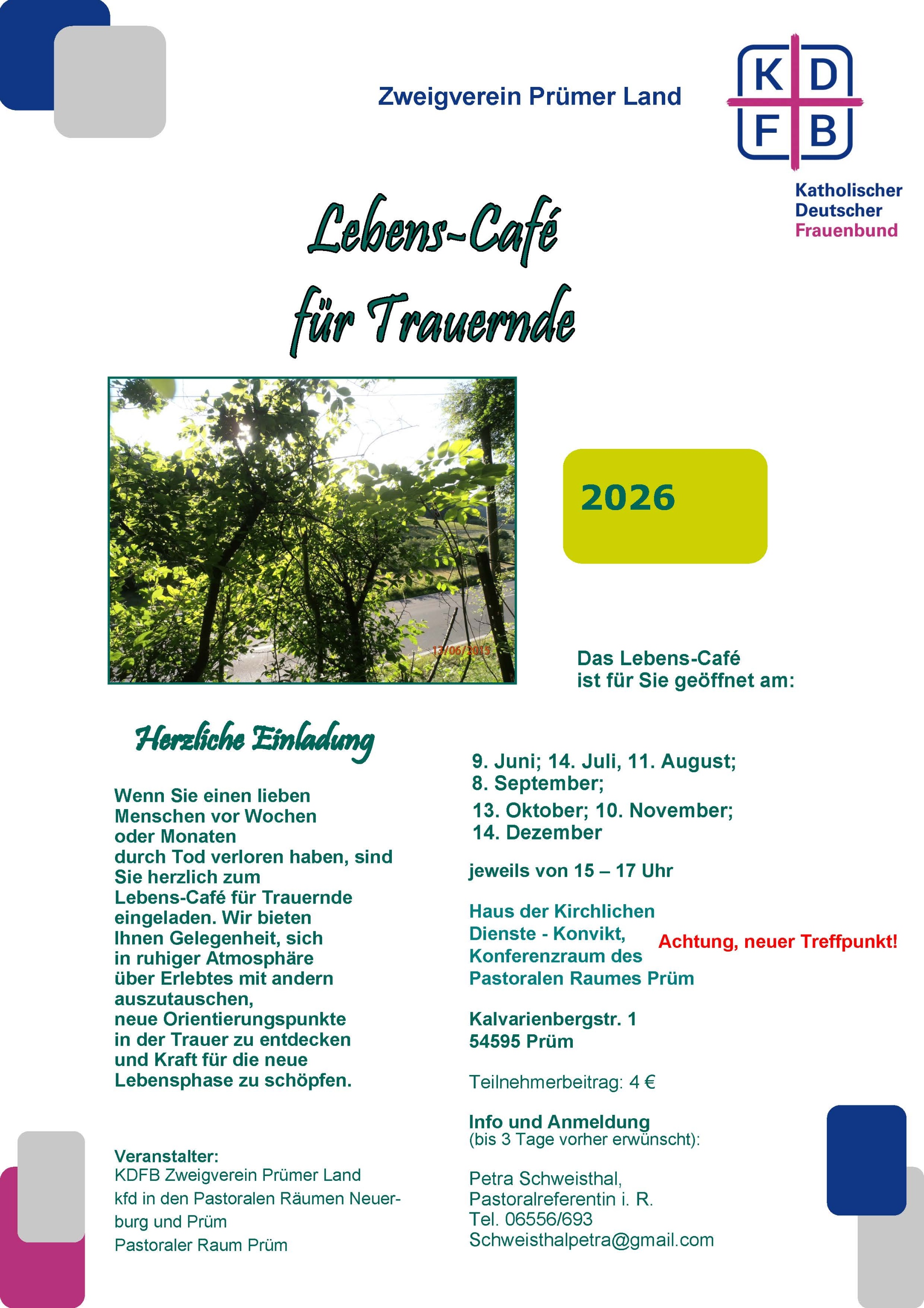 LebensCafé für Trauernde Handzettel 2026 KonferenzRaum